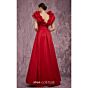 MNM Couture Q4363 Plunging Neck Layered Sleeve Taffeta Dress