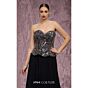 MNM Couture Q7778 Pleated A-Line Scalloped Peplum Dress