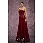 MNM Couture Q7788 Strapless Beaded Peplum Burgundy Dress