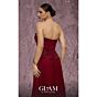 MNM Couture Q7788 Strapless Beaded Peplum Burgundy Dress