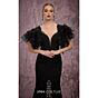 MNM Couture Q8022 Ruched Bodice Ruffle Sleeve Mermaid Dress