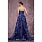 MNM Couture Q9060 Navy Blue Front Bow Plunging Neck Dress