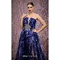 MNM Couture Q9060 Navy Blue Front Bow Plunging Neck Dress