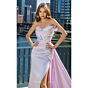 MNM Couture V07578 Side Slit Side Overskirt Blush Dress