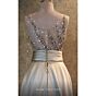 MNM Couture V6397 Sleeveless Satin Overskirt Beige Dress