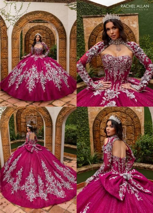 Rachel Allan RQ1168 High Neck Gauntlet Sleeve Topper Dress