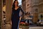 La Femme 32609 Illusion Long Sleeve V-Neck Dress