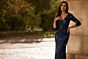 La Femme 33092 Three-Quarter Sleeve Beaded V-Neck Dress