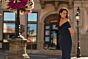 La Femme 33312 Navy Off The Shoulder Hotfix Dress