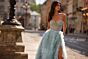 La Femme 32528 Ruffle Skirt Ruched Corset Strapless Dress