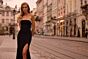 La Femme 32891 Embellished Neckline High Slit Dress