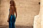 La Femme 32932 Bare Back Ruched Metallic Dress