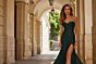 La Femme 33396 Emerald Green High Slit Strapless Dress