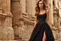 La Femme 33499 Black Tulle Skirt High Slit Dress