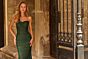La Femme 33601 Dark Emerald Fitted Mesh and Lace Dress