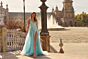 La Femme 33715 Cloud Blue Tulle Skirt Lace-Up Dress