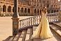 La Femme 33716 Pale Yellow Tulle Skirt High Slit Dress