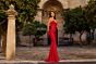 La Femme 33723 Red Spaghetti Strap Faux Wrap Dress