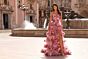 La Femme 33842 High Slit Tiered Ruffle Skirt Multicolor Floral Dress