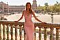 La Femme 33856 Pink Ruched Bodice Embellished Dress