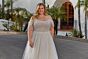 Mori Lee 3399 Luna Sheer Top Off The Shoulder Plus Size Bridal Dress