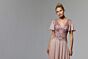 Mori Lee MGNY 72908 V-Neck Flutter Sleeve Dress
