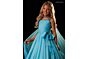 Rachel Allan 10342 Ruched Bodice Beaded Cap Sleeve Dress