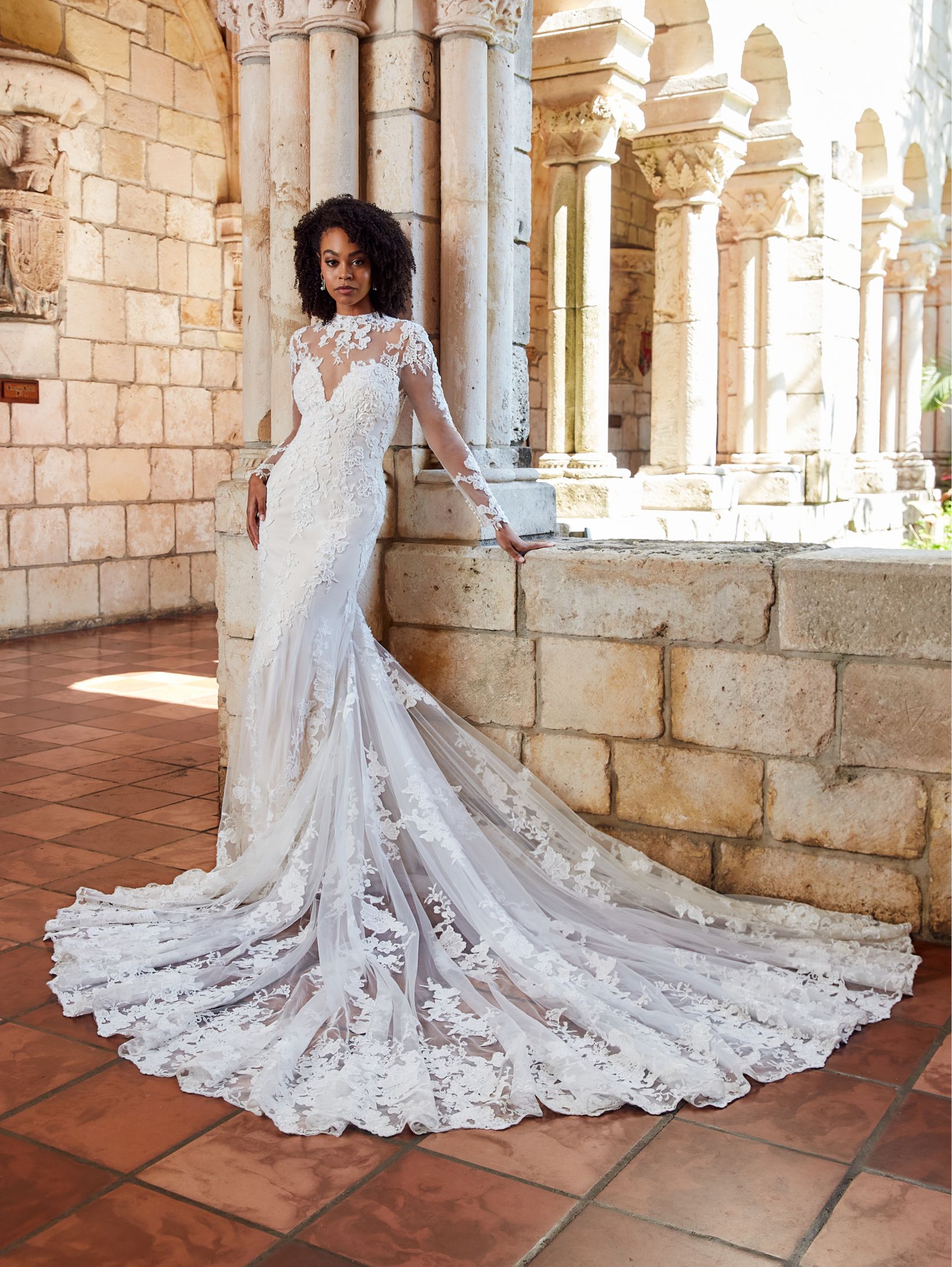 Lace Applique High Neck Wedding Dress Long Sleeve Garden Beach Bridal Gown  Size | eBay
