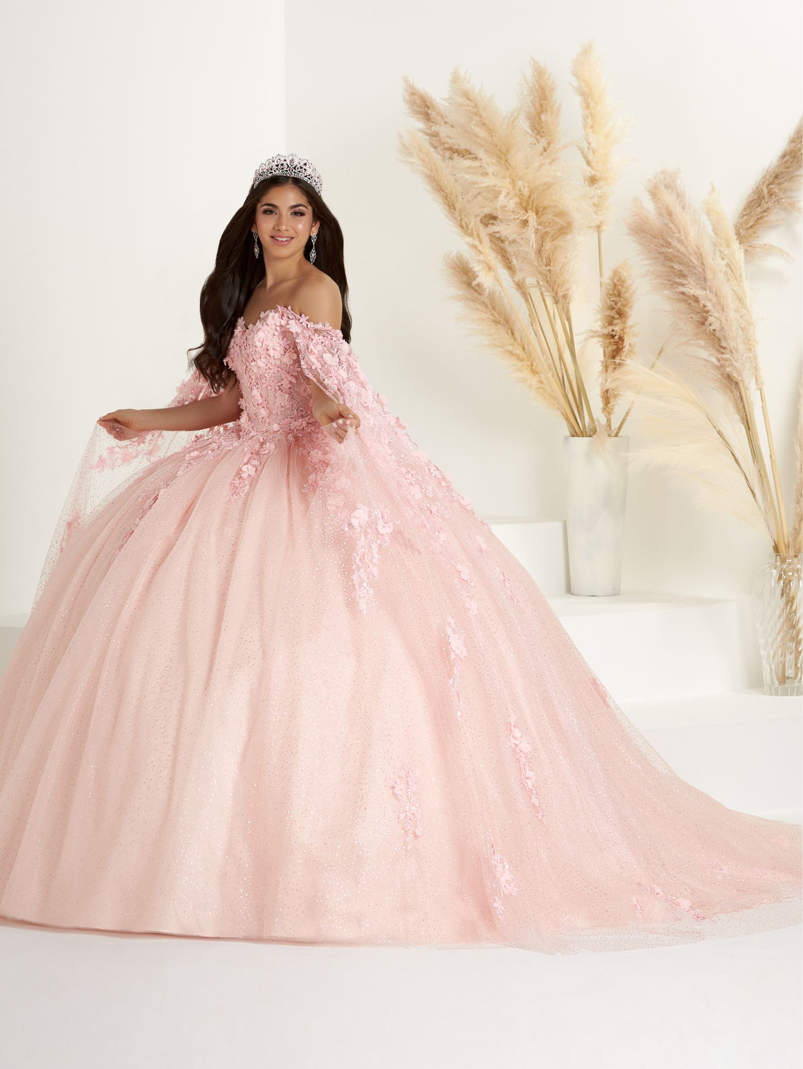 Blush Pink V-Neck Ruffled Long Bridesmaid Dress – Dreamdressy