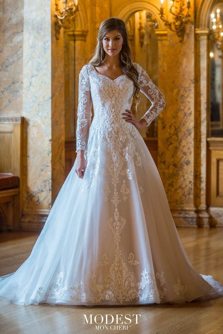 French Novelty: Mon Cheri MOD217 Feminine Long Sleeve Wedding Dress