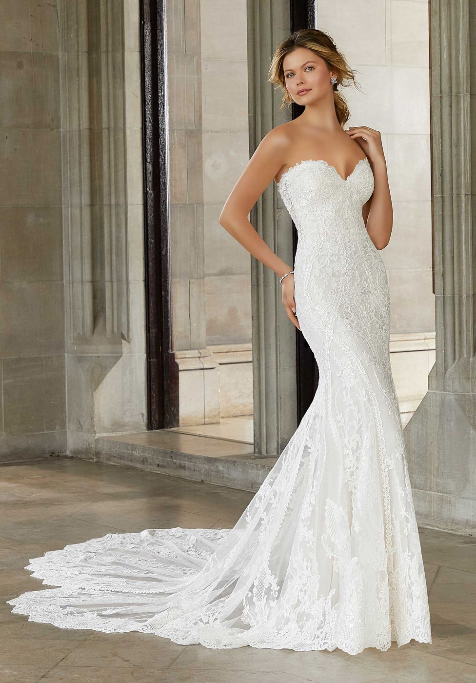Mori Lee 2143 Serena Petal Train Strapless Wedding Dress - MadameBridal.com