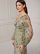 Adrianna Papell 40416 Bishop Sleeve Asymmetrical Neck Dress - Stock Only