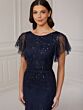 Christina Wu 40556 Flare Sleeve Scoop Neck Dress