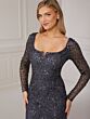 Adrianna Papell 40420 Square Neckline Illusion Sleeve Dress - Stock Only