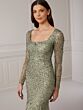 Adrianna Papell 40420 Square Neckline Illusion Sleeve Dress - Stock Only