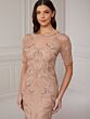 Adrianna Papell 40421 Illusion Back Floral Beadwork Dress - Stock Only