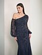 Adrianna Papell 40464 Asymmetric Neck Bishop Sleeve Dress - Stock Only