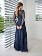 Adrianna Papell 40467 Beaded A-Line Long Sleeve Dress - Stock Only