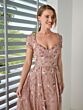 Christina Wu 40563 Sheer Sleeve Court Neck Dress