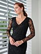 Adrianna Papell 40469 Godet Skirt Illusion Sleeve Dress - Stock Only