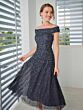 Adrianna Papell 40471 Off The Shoulder Beaded A-Line Midi Dress