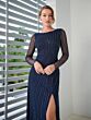 Adrianna Papell 40473 Cowl Back Illusion Sleeve Dress - Stock Only