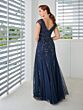 Christina Wu 40565 Bateau Neck Godet Skirt Dress