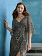 Adrianna Papell 40481 Cape Sleeve Beaded V-Neck Dress
