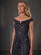 Adrianna Papell 40506 High Slit Off The Shoulder Dress - Stock Only