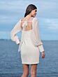 Adrianna Papell 45007 Bishop Sleeve Square Neck Short Bridal Dress