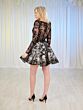 Adrianna Papell 45009 Sheer Sleeve Plunging Neck Short Bridal Dress