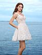 Adrianna Papell 45011 Corset Bodice Short Lace Bridal Dress