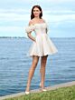 Adrianna Papell 45012 Ruffle Strap A-Line Short Bridal Dress