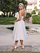 Adrianna Papell 45028 Bow Neck A-Line Midi Bridal Dress
